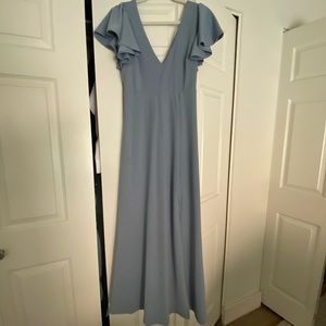 Birds grey powder blue dress